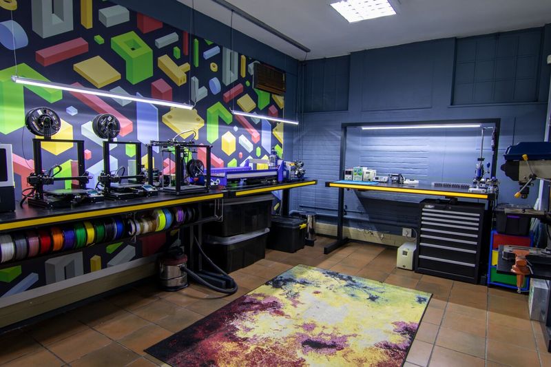 The podcast and content-creation suite at PASMA, mics and acoustic treatment